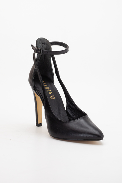LİLLA Women's High Heels Genuine Leather Black Stiletto