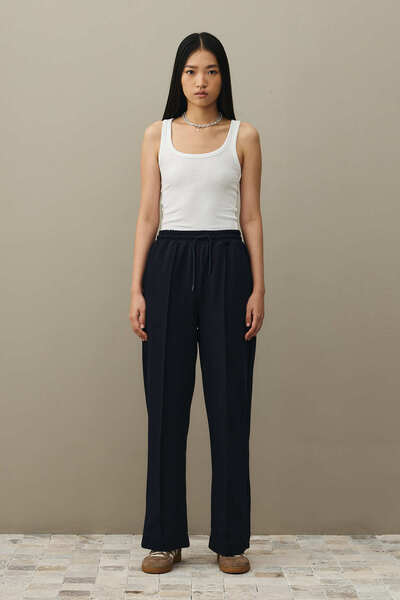 Fahhar Wide Leg Sweatpants Navy Blue