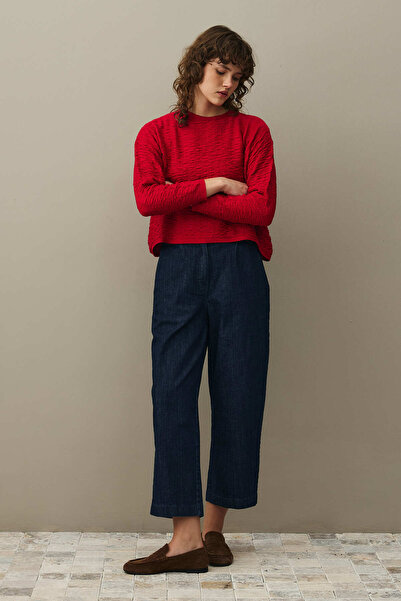 Fahhar Büzgülü Viscone Kazak Kırmızı