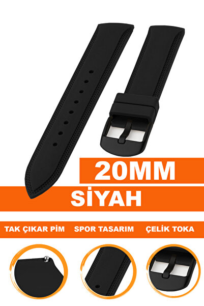 COBRA 20mm Watch Compatible Soft Silicone Watch Band Strap A18-20Mm