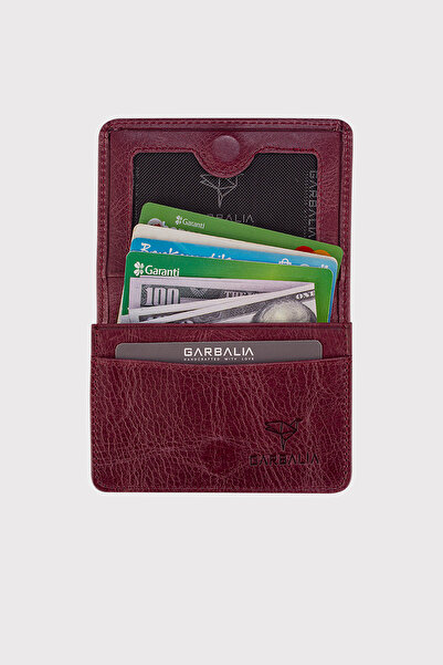 Garbalia Unisex Claret Red Magnet Crazy Leather Card Holder Wallet