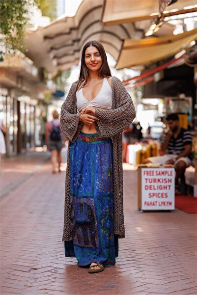 Miss Boheme كارديجان طويل منسوج بلون المنك