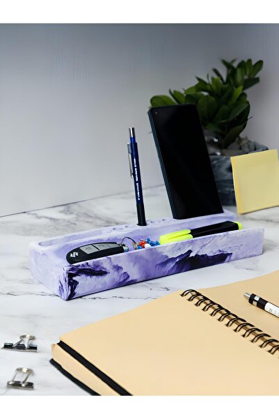 betonmall Бетонен органайзер за бюро | Органайзер за химикалки, телефон и карти – стилен декор за офисно бюро