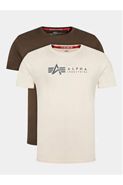 Alpha Industries Σετ 2 ανδρικών μπλουζών 118534 Μπεζ, Μαύρο