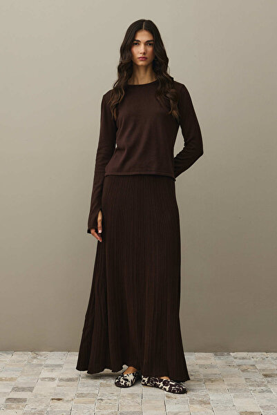 Fahhar Ribbed Basic Cotton Set Brown