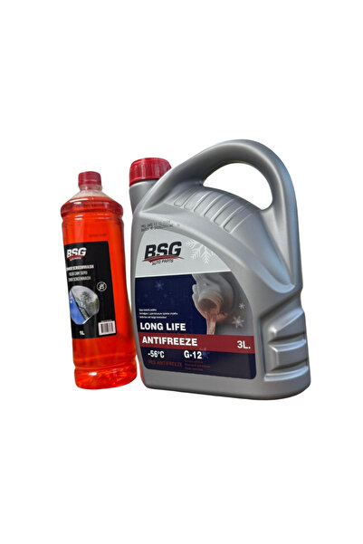 BSG Kırmızı G12 Organik Antifriz -56 Derece 3 Litre ve Konsantre Cam Suyu 1 Litre Takım Seti
