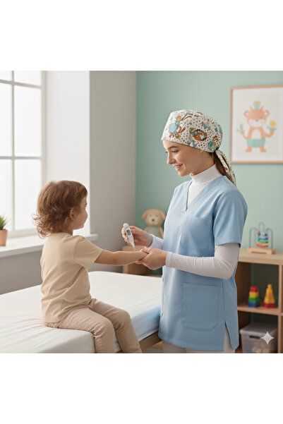 mirach Set de 3 articole de îngrijire medicală, albastru, pentru chirurgie, cu guler alb, cu guler înalt, cu mâneci, pentru pescar