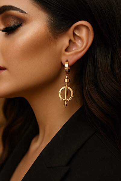 mira bujiteri Altın Kaplama Modern Tasarım Halka Çelik Küpe