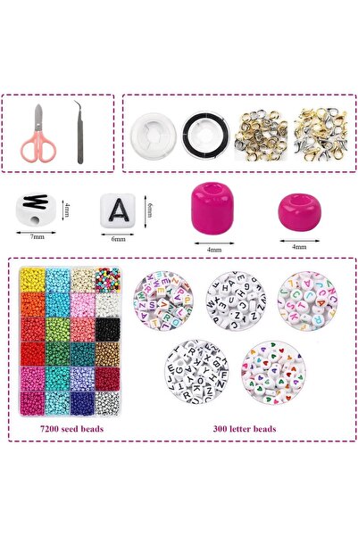 Capstro 7500+ Pcs Glass Seed Beads for Bracelets Making Kit including 300pcs Alphabet Letter Beads w