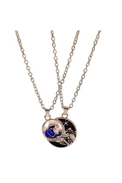SYGGY Set de 2 coliere cu pandantive Soare și Lună de la
