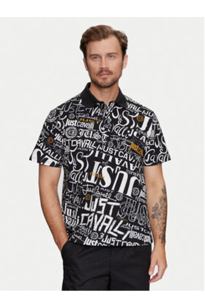 Just Cavalli Ανδρικό Πόλο 75OAG6R0 JS233 899 Μαύρο, Χρωματιστό