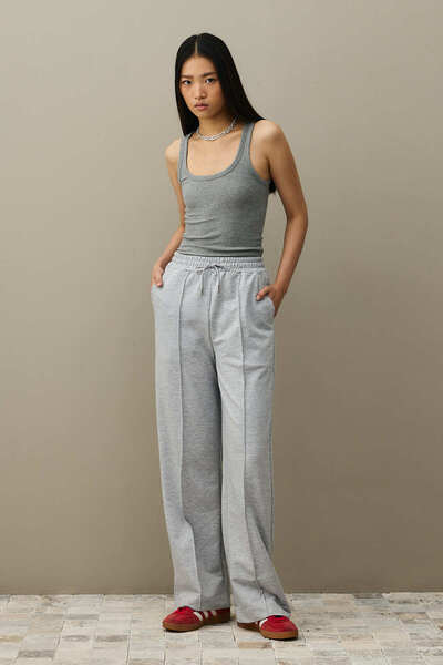 Fahhar Wide Leg Sweatpants Gray Melange