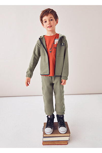 MAYORAL 4-10 Years Old Boy's Three-Piece Suit |   Zippered Brown Cardigan, Sweatpants Set