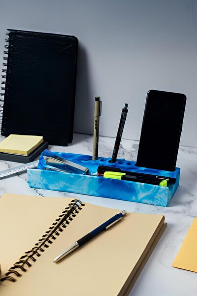 betonmall Бетонен органайзер за бюро | Органайзер за химикалки, телефон и карти – стилен декор за офисно бюро