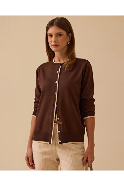 SEÇİL Biye Detaylı Düğmeli Triko Hırka