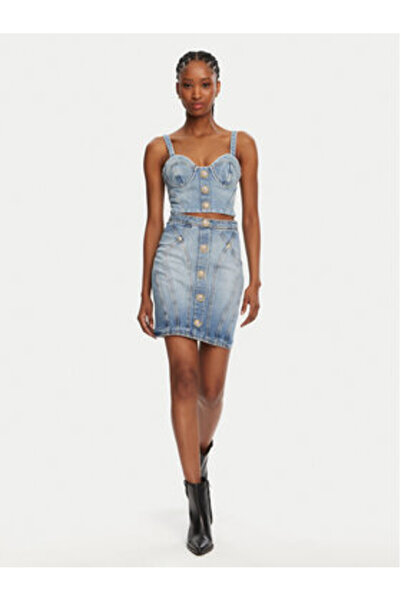 BALMAIN Γυναικεία Φούστα Τζιν DF1LBA22DE53 Μπλε