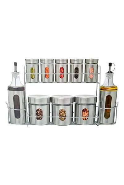 Generic Spice and seasoning jar set with oil and vinegar bottles