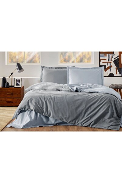 Özdilek Single Duvet Cover Set with Elastic Sheet - Ash Gray - Silver