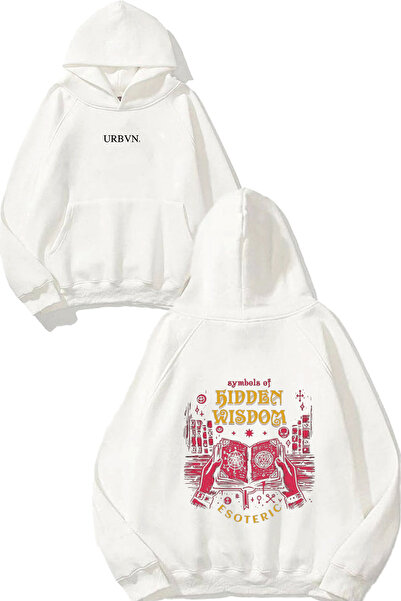 urbvn سويت شيرت أبيض كبير الحجم مطبوع عليه تصميم سيمبول