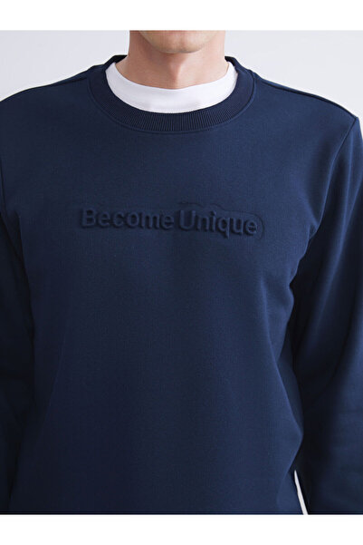 LC Waikiki New Season Crew Neck Printed Men's Thick Sweatshirt