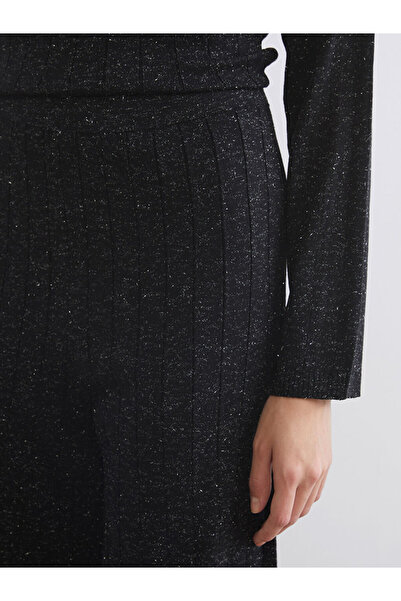 LC Waikiki Black Elastic Waist Wide Leg Women's Knitwear Trousers