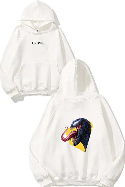 urbvn سويت شيرت أبيض كبير الحجم مطبوع عليه تصميم وجه فينوم