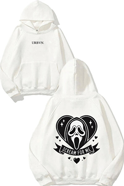 urbvn سويت شيرت أبيض كبير الحجم مطبوع عليه تصميم Scream For Me