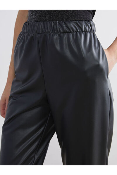LC Waikiki Create Your Style from Uzg Store |   Leather-Look Women's Trousers with Elastic Waist