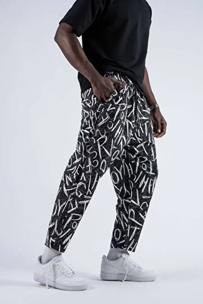FıttingRoom Patterned Baggy Pants with Elastic Waist