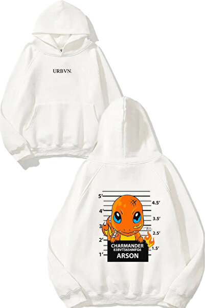 urbvn سويت شيرت أبيض كبير الحجم مطبوع بتصميم تشارماندر