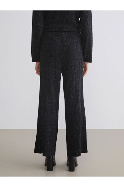 LC Waikiki Black Elastic Waist Wide Leg Women's Knitwear Trousers