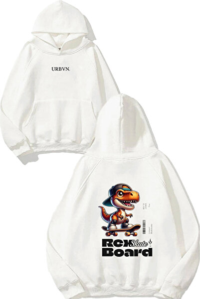 urbvn سويت شيرت أبيض كبير الحجم مطبوع بتصميم ريكس