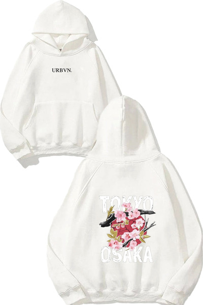 urbvn سويت شيرت أبيض كبير الحجم مطبوع بتصميم أوساكا