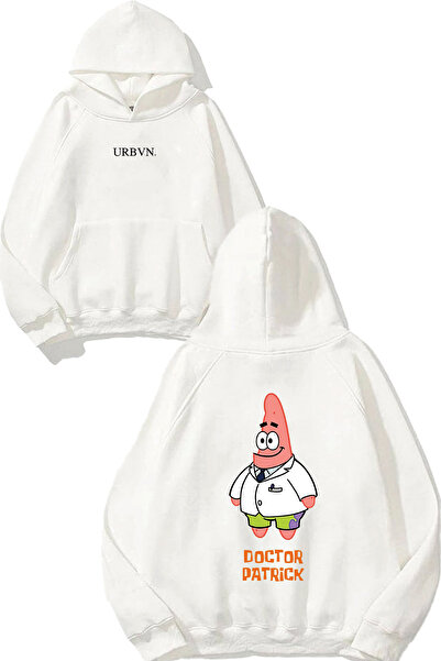 urbvn سويت شيرت أبيض كبير الحجم مطبوع بتصميم باتريك دكتور
