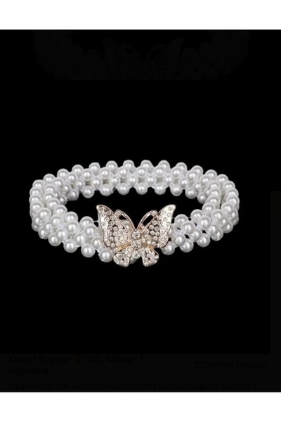 İMREN AKSESUAR Curea elastică cu perle fluture și pietre de cristal