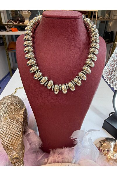 Özgü balı accessorize Gümüş rengi boncuk moda trend kolye