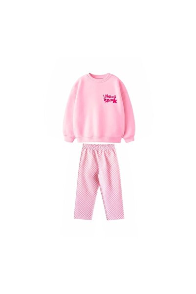 Lolliboomkids New Season Girls' I Need Snack Printed 3-Yarn Fabric Canvas Pants Set (Top and Bottom)