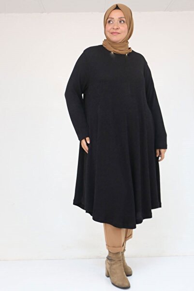 Eslina 58147 Μεγάλο μέγεθος Mevlana Cut Mir Tunic - Μαύρο