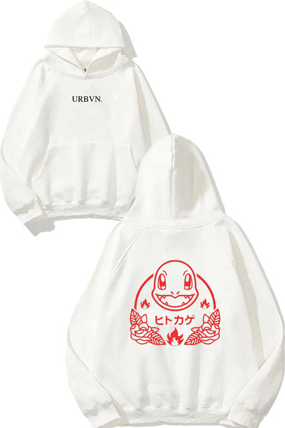 urbvn سويت شيرت أبيض كبير الحجم مطبوع بتصميم Squirtle