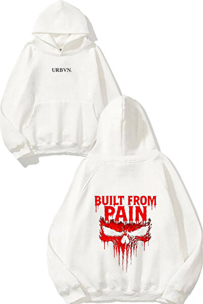 urbvn سترة بيضاء كبيرة الحجم مطبوعة بتصميم Built From Pain
