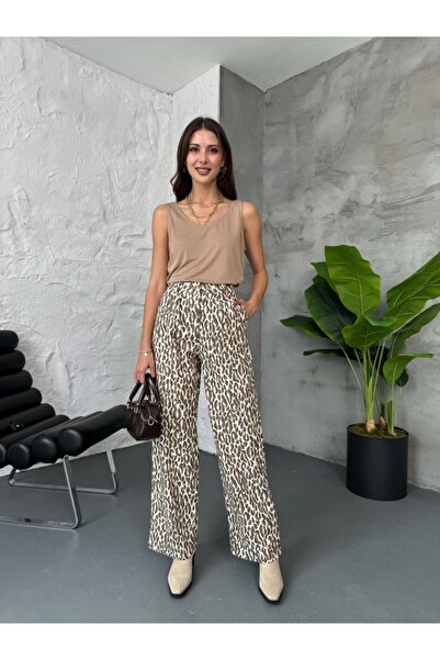 Elif Özbey Butik Brown Leopard Print Pants