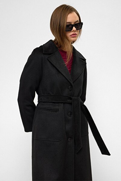 Olcay Παλτό με μανίκια ρεγκλάν που δένει τον καμπρέλα στη μέση ΜΑΥΡΟ 3156