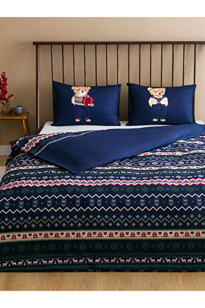 LC Waikiki Lacivert Ayı Teddy Baskılı Çift Kişilik Nevresim Seti