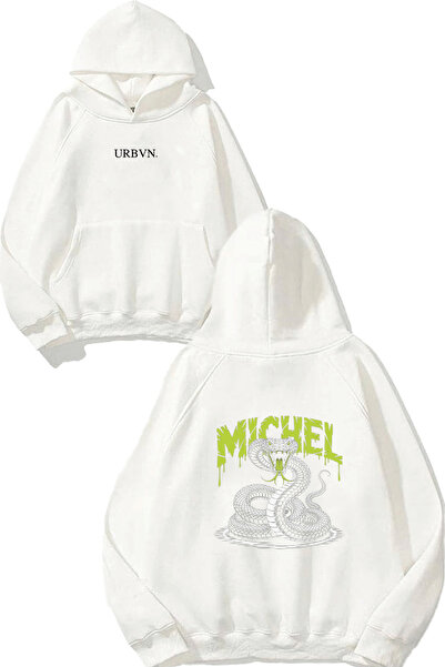 urbvn سويت شيرت أبيض كبير الحجم مطبوع بتصميم ميشيل