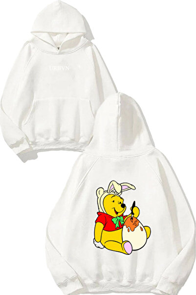 urbvn سويت شيرت أبيض كبير الحجم مطبوع عليه تصميم ويني إيغ