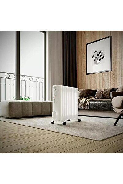 Voltomat Termostatlı 2500 W 11 Dilim Yağlı Radyatör Petek Gibi Kalorifer Elektrikli Isıtıcı Beyaz & Siyah