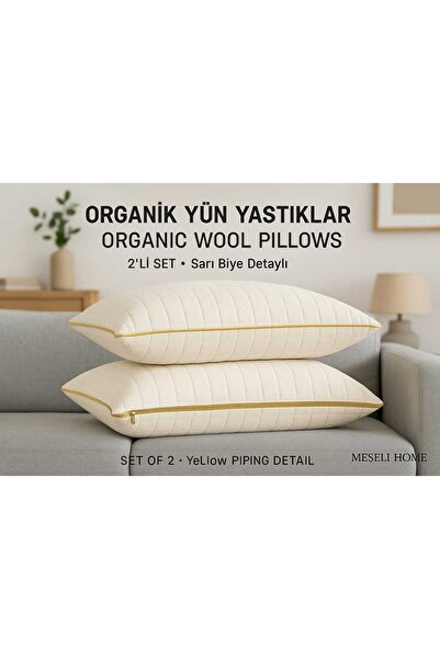 MEŞELİ TEKSTİL Набір з 2 натуральних розкішних вовняних подушок та спеціальна вовняна наволочка з бієвою обробкою | Міцна органічна