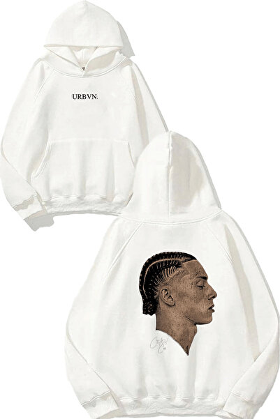 urbvn سويت شيرت أبيض كبير الحجم مطبوع عليه تصميم Central Cee