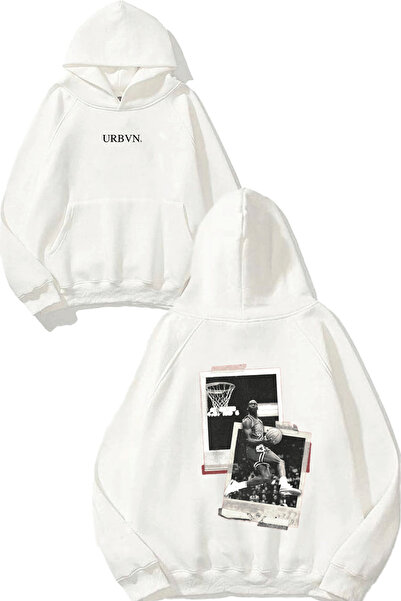 urbvn سويت شيرت أبيض كبير الحجم مطبوع عليه تصميم كرة السلة بولارويد