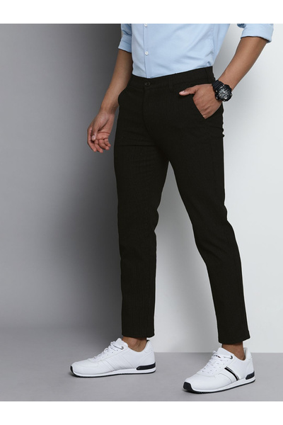 The Indian Garage Co By Styli Men Black Slim Fit Trousers